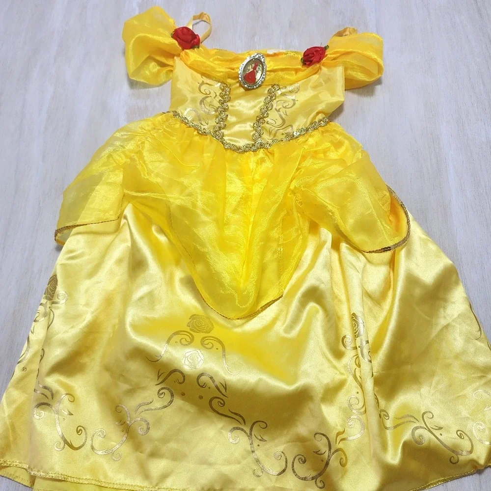 Disney Belle Princess Costume Dress Girls 4-6X Yellow Beauty and the Beast Jakks